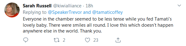 前有总理“带娃开会”,新西兰议长现在边主持边给孩子喂奶(图8)